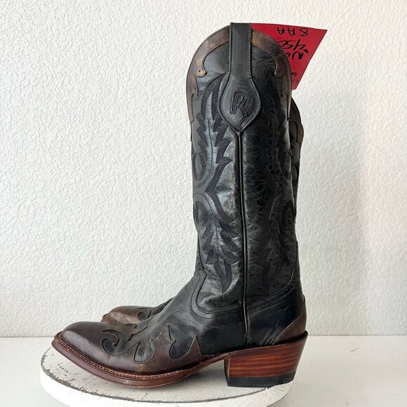 Rod Patrick Womens Cowboy Boots 8AA Black Brown Western Cowgirl French Toe Tall - Picture 4 of 12